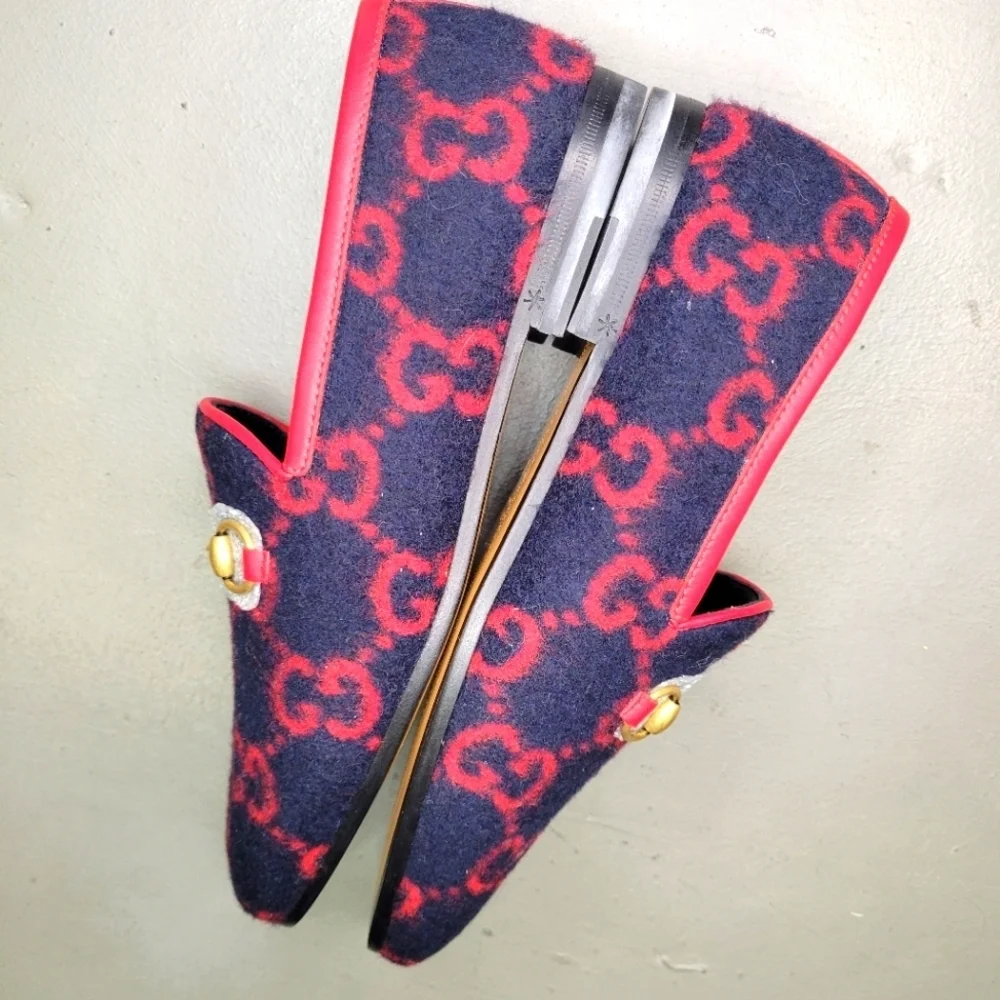 [BNIB] Gucci New Jordaan Wool GG Logo Horsebit Loafer Women 36